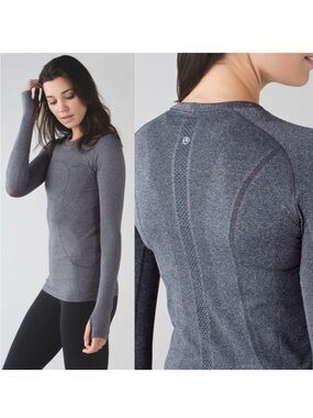 lululemon Swiftly Tech Long Sleeve Heathered Black Sz 8